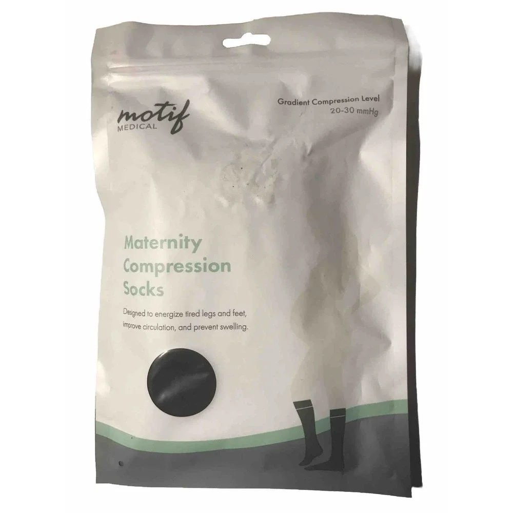 Motif Medical Black Maternity Compression Socks‎ 20-30mm Mercury Size Medium NWT